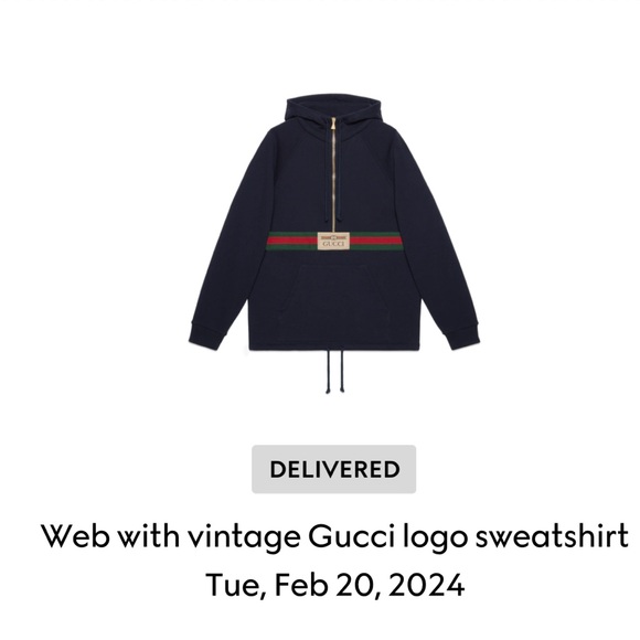 Gucci Tops - Gucci Blue Oversized Sweatshirt with Red Stripe